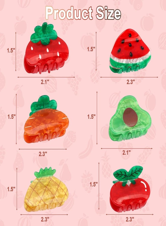 هابدو مجموعة مشابك شعر هابدو المكونة من 6 قطع على شكل فواكه - مشابك صغيرة لطيفة على شكل فراولة، كرز، بطيخ، أناناس، جزر، وأفوكادو، إكسسوارات شعر مرحة للنساء والفتيات - Image 2